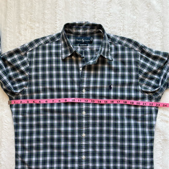Ralph Lauren Blue Green Plaid Cotton Oxford Button Up Shirt sz M - Picture 6 of 8